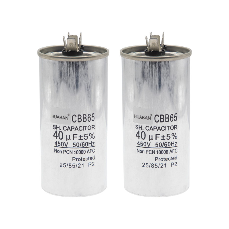 HUABAN 2 Pièces 40 uF Condensateur de démarrage CBB65 450V 50/60Hz Coquille en aluminium pour climatiseur HUABAN 2 Pièces 40 uF Condensateur de démarrage CBB65 450V 50/60Hz Coquille en aluminium pour climatiseur