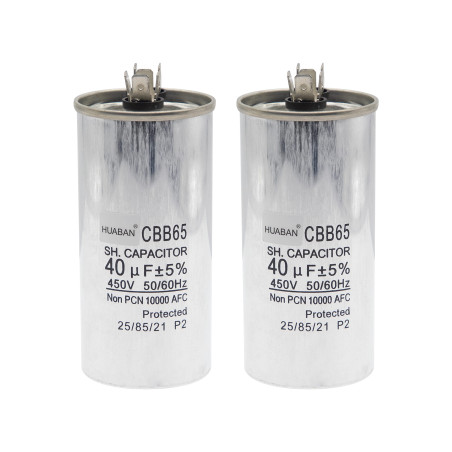 HUABAN 2 Pièces 40 uF Condensateur de démarrage CBB65 450V 50/60Hz Coquille en aluminium pour climatiseur