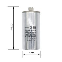 HUABAN 2 Pièces 40 uF Condensateur de démarrage CBB65 450V 50/60Hz Coquille en aluminium pour climatiseur