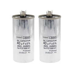 HUABAN 2 Pièces 40 uF Condensateur de démarrage CBB65 450V 50/60Hz Coquille en aluminium pour climatiseur