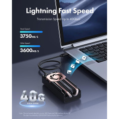 GRAUGEAR Boîtier SSD M.2 Externe [40 Gbit/s] en Aluminium pour NVMe PCIe 4x4 M2 2280, USB 4.0, Câble USB-C 40 Gbps, M-Key, Refro