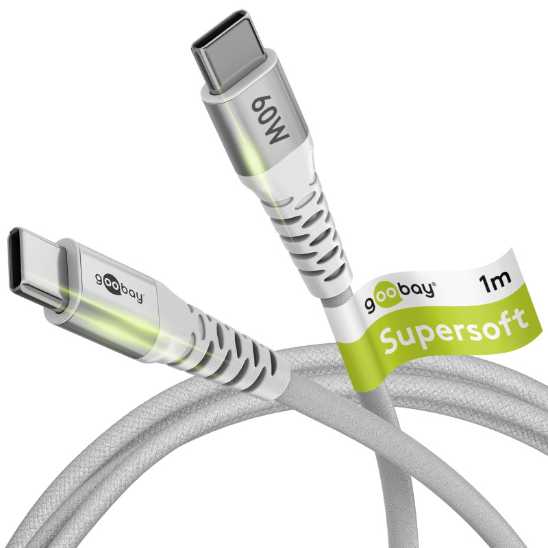 Goobay 70193 Cavo di ricarica rapida USB C 60W 20V / 1m / Cavo in tessuto estremamente resistente / Cavo USB C da 480 Mbit / Cav Goobay 70193 Cavo di ricarica rapida USB C 60W 20V / 1m / Cavo in tessuto estremamente resistente / Cavo USB C da 480 Mbit / Cav