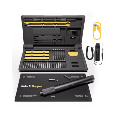 HOTO Kit Tournevis Électrique Précision Pro,48 en 1 Kit Tournevis de precision,Lumière Circulaire LED,26 Embouts Magnétiques et
