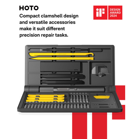 HOTO Kit Tournevis Électrique Précision Pro,48 en 1 Kit Tournevis de precision,Lumière Circulaire LED,26 Embouts Magnétiques et