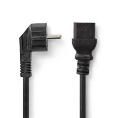 Nedis Câble d'alimentation - Fiche de Contact de Protection - IEC-320-C19 - Coudé - Droit - Nickelé - 2 m - Rond - PVC - Noir - 