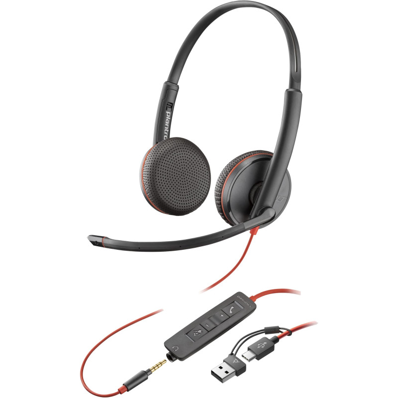 Poly Headset Blackwire C3225 Stereo USB-C/A & 3,5 mm