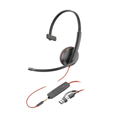 Poly Casque Mono USB-C/A et 3,5 mm Blackwire C3215