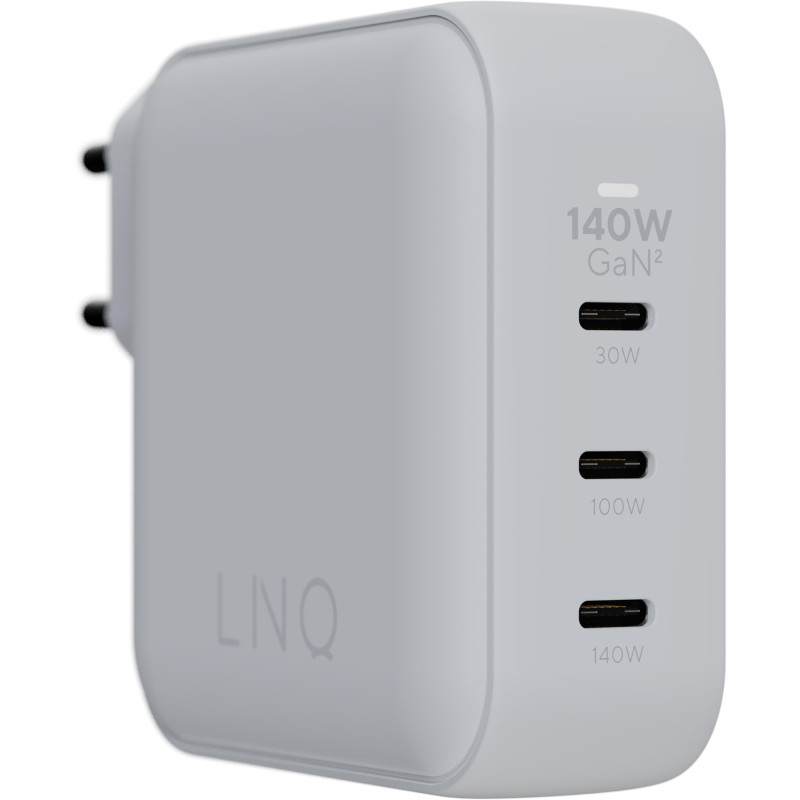 LINQ Connects, Chargeur de Maison 140W, Technologie GaN2, Connexion USB-C, Technologie de Charge Rapide, 3 Ports LINQ Connects, Chargeur de Maison 140W, Technologie GaN2, Connexion USB-C, Technologie de Charge Rapide, 3 Ports