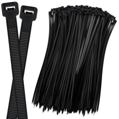 ISOLATECH Lot de 100 colliers de serrage noirs 300mm x 4,8mm en nylon, résistants à la chaleur et aux UV, haute résistance à la