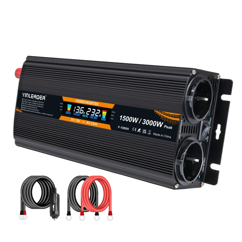 Convertisseur 12v 220v 1500W /3000W convertisseur de Tension Onduleur avec écran LCD USB Convertisseur 12v 220v 1500W /3000W convertisseur de Tension Onduleur avec écran LCD USB