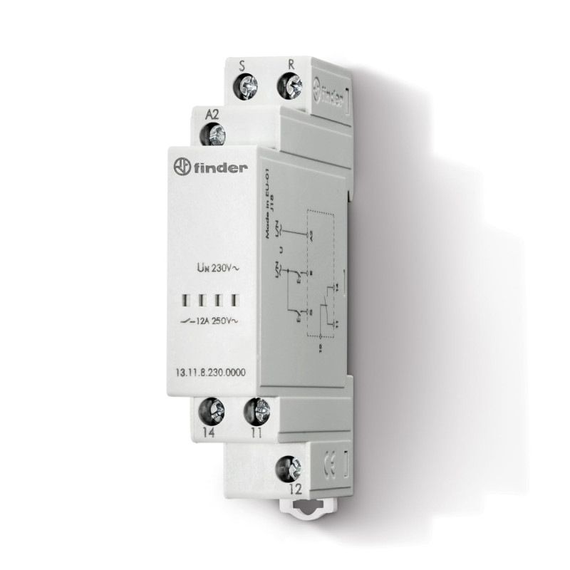 Finder 131182300000PAS Relais bistable modulaire 230 Vac avec Inverseur 12 A montage Rail 35 mm Commande Set/Reset Finder 131182300000PAS Relais bistable modulaire 230 Vac avec Inverseur 12 A montage Rail 35 mm Commande Set/Reset