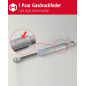 Gedotec 2x ressort à gaz 380N - Amortisseur à gaz Kesseböhmer pour ferrure pivotante HSB - Amortisseur pour volet, porte d'armoi Gedotec 2x ressort à gaz 380N - Amortisseur à gaz Kesseböhmer pour ferrure pivotante HSB - Amortisseur pour volet, porte d'armoi