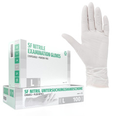 SF Gants nitrile blancs L – 100 gants jetables, non poudrés, sans latex, résistants, pour la cuisine, l’usage médical, le ménage