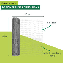 Windhager Treillis galvanisé pour Petits Animaux 0,5 x 10 m, Environ 13 mm