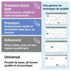 Tork Xpress Distributeur murale pour essuie-mains interfoliés blanc H2, distribution feuille à feuille, gamme Elevation, 552000