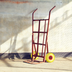 Relaxdays Roue de brouette, caoutchouc, 3.00-4", 2x roue de rechange, pour axe de 25 mm, 260x85 mm, jaune-rouge