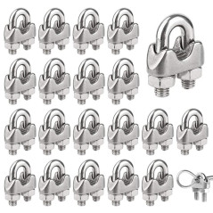 20 Pièces Serre Cable Acier M3 Serre Cable Inox 304 U Boulon Clip de Câble Métalliques pour Câble Métallique en Acier de 3 mm Co