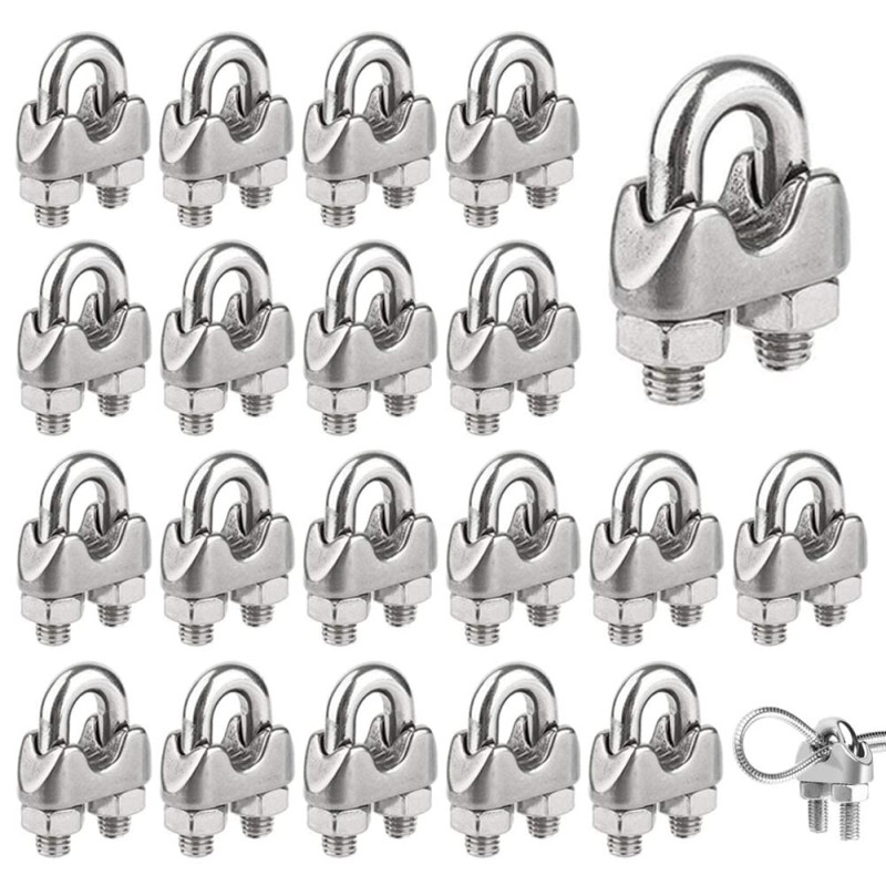 20 Pièces Serre Cable Acier M3 Serre Cable Inox 304 U Boulon Clip de Câble Métalliques pour Câble Métallique en Acier de 3 mm Co 20 Pièces Serre Cable Acier M3 Serre Cable Inox 304 U Boulon Clip de Câble Métalliques pour Câble Métallique en Acier de 3 mm Co