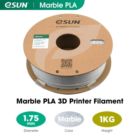 eSUN PLA Marbre Filament 1.75mm, Imprimante 3D Filament PLA Marbre, Précision Dimensionnelle +/- 0.05mm, 1KG Bobine (2.2 LBS) Fi