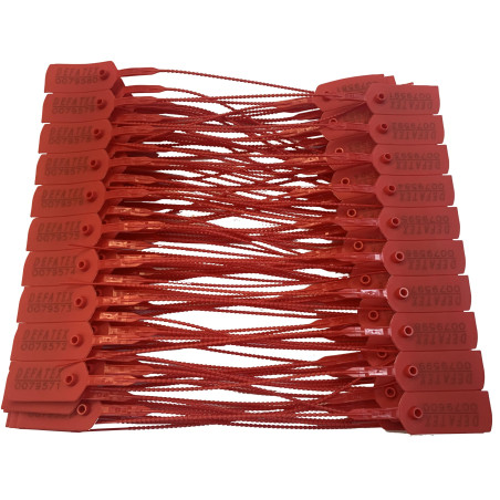 DEFATEX - Sceau de sécurité - Rouge - Polypropylène - Rectangulaire - 20.3 cm x 3.15 cm x 0.6 cm - Numérotation progressive - Lo