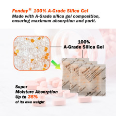 Lot de 30 sachets de gel de silice rechargeables Fonday de qualité alimentaire à réactivation rapide indiquant l'humidité orange