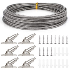 Huayue Câble En Acier Inoxydable 2mm x 10m Avec Enduite De Pvc, Fil Suspendu De Cadre Fil De Suspension En Acier Inoxydable Avec