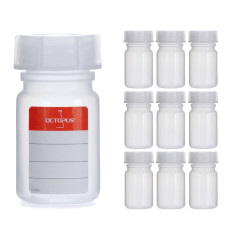 Octopus 10 bouteilles de 50 ml à col large en LDPE avec bouchon à vis, bouteilles vides pour la chimie, bouteilles de laboratoir