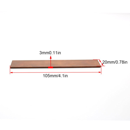 CHSEROK 105mm x 20mm x 3mm Métal Barres en Cuivre T2 Cuivre Rouge, Plaque Barre en Cuivre peut être Utilisée pour L'usinage, la