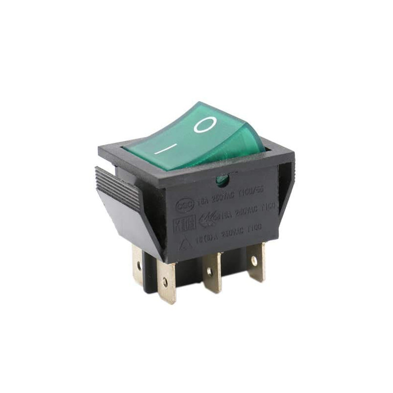 CABLEPELADO - Interrupteur à bascule ON-OFF DPDT 6 broches | Interrupteur 6 bornes | 16 A 250 V CA | Lumière verte CABLEPELADO - Interrupteur à bascule ON-OFF DPDT 6 broches | Interrupteur 6 bornes | 16 A 250 V CA | Lumière verte