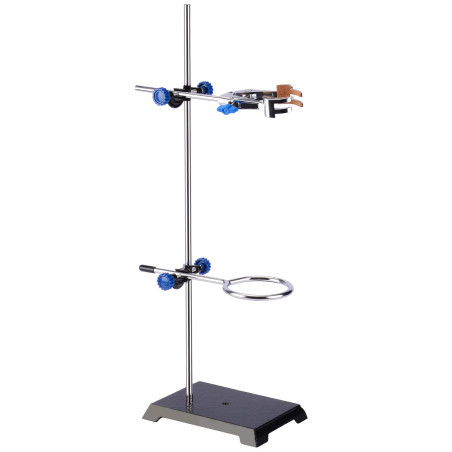stonylab Support de Laboratoire Stands, Lab Stand Set Support en Acier avec Tige, 4-Prong Pince de Pivot, Anneau de Cornue et 2