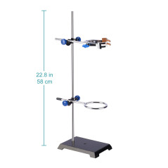 stonylab Support de Laboratoire Stands, Lab Stand Set Support en Acier avec Tige, 4-Prong Pince de Pivot, Anneau de Cornue et 2