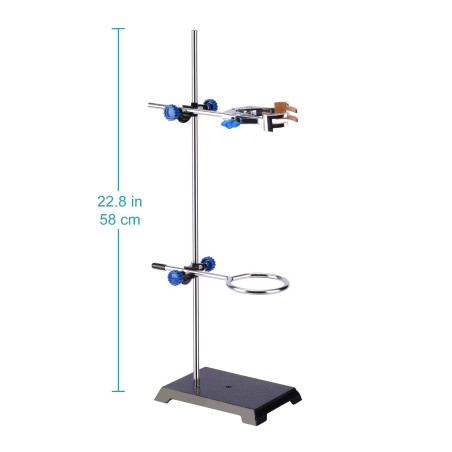 stonylab Support de Laboratoire Stands, Lab Stand Set Support en Acier avec Tige, 4-Prong Pince de Pivot, Anneau de Cornue et 2