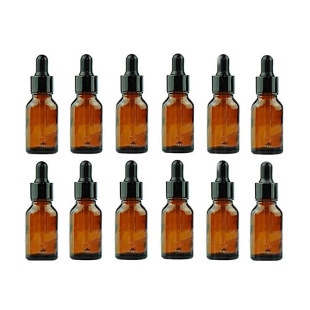 Lot de 12 flacons en verre ambré de 15 ml pour huiles essentielles, flacons rechargeables pour maquillage, échantillons cosmétiq