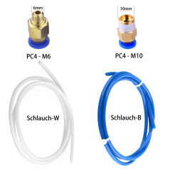 S SIENOC Tube de téflon en PTFE | Connecteur rapide fileté pneumatique PC4-M6 / M10 (16 PC4 + 4 Teflon, 1)