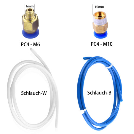 S SIENOC Tube de téflon en PTFE | Connecteur rapide fileté pneumatique PC4-M6 / M10 (16 PC4 + 4 Teflon, 1)