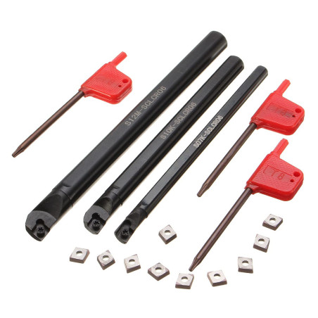 Maizoon Support de Tour CNC Pour Outil de Tournage Barre D'alésage 3 Pièces S07K-SCLCR06 S10K-SCLCR06 S12M-SCLCR06 + 10 Inserts