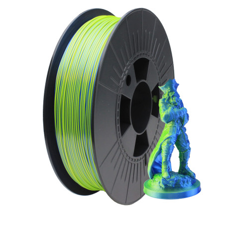 ICE FILAMENTS, Illusion+ Filament (Silk PLA), Filament d'imprimante 3D, 1.75mm, 0.75kg, Blue+NeonYellow (Bleu+Jaune)