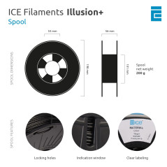 ICE FILAMENTS, Illusion+ Filament (Silk PLA), Filament d'imprimante 3D, 1.75mm, 0.75kg, Blue+NeonYellow (Bleu+Jaune)