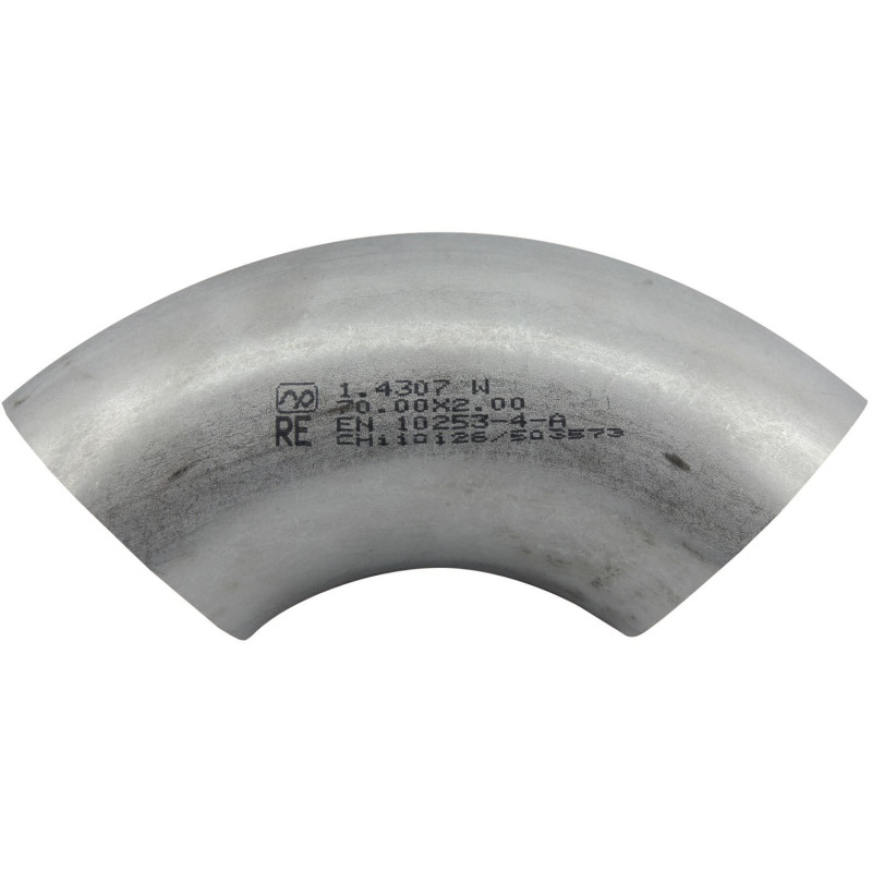 Stap Pert Vas5 1.4301 soudé en acier inoxydable Tuyau coude 90 degrés, diam. 48,3 mm, épaisseur : 2 mm Stap Pert Vas5 1.4301 soudé en acier inoxydable Tuyau coude 90 degrés, diam. 48,3 mm, épaisseur : 2 mm