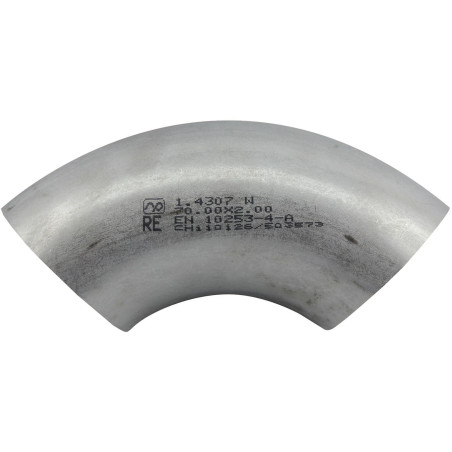 Stap Pert Vas5 1.4301 soudé en acier inoxydable Tuyau coude 90 degrés, diam. 48,3 mm, épaisseur : 2 mm