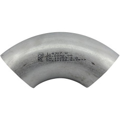 Stap Pert Vas5 1.4301 soudé en acier inoxydable Tuyau coude 90 degrés, diam. 48,3 mm, épaisseur : 2 mm