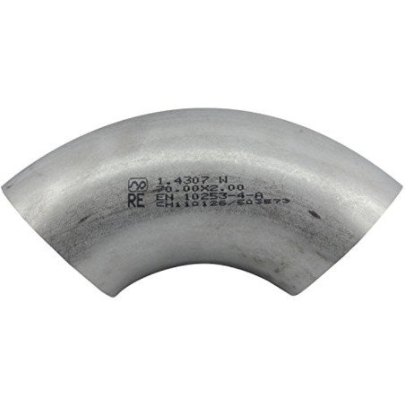 Stap Pert Vas5 1.4301 soudé en acier inoxydable Tuyau coude 90 degrés, diam. 48,3 mm, épaisseur : 2 mm