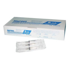 SERINGUE 5ML NIPRO - SERINGUES JETABLES - STÉRILISÉES - SANS AIGUILLE - PACK 25 UNITÉS