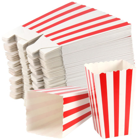 SEUNMUK 120 boîtes de pop-corn en papier rayé, 280 g/m², mini sacs de pop-corn en carton, petites boîtes de bonbons en papier, p