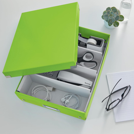 Leitz, Boîte à Compartiments Click et Store A4, Format Medium, Rangement Flexible 2-4 Compartiments, Superposable, Finition PP,