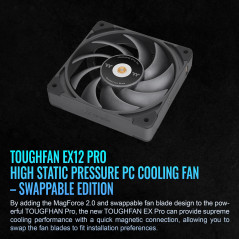 Thermaltake TOUGHFAN EX12 Pro Lot de 3 ventilateurs de refroidissement pour PC, connexion magnétique, pales interchangeables, co