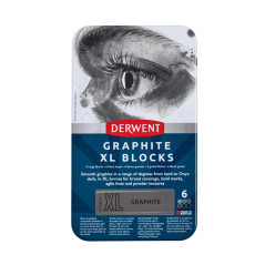 DERWENT Graphite - Boîte de 6 Craies Graphite Aquarellables au Format XL (60 mm), pour Croquis / Dessin / Marques Expressives, Q