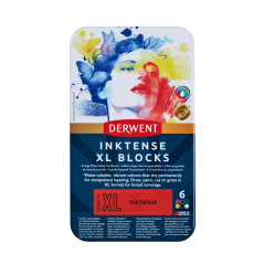 DERWENT Inktense - Boîte de 6 Craies de Couleurs Aquarellables au Format XL (60 mm), pour Croquis / Dessin / Marques Expressives