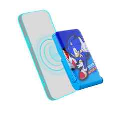 Batterie Portable Universelle 5 000 mAh magnétique sans câbles modèle Sonic Lets Roll Bleu, Charge avec câble et Support