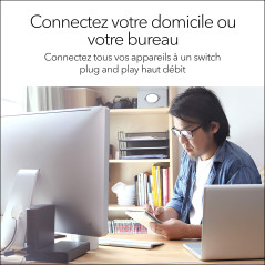 NETGEAR (GS308) Switch Ethernet 8 Ports RJ45 Métal Gigabit(10/100/1000),switch RJ45, Plug-and-Play, silencieux sans ventilateur 